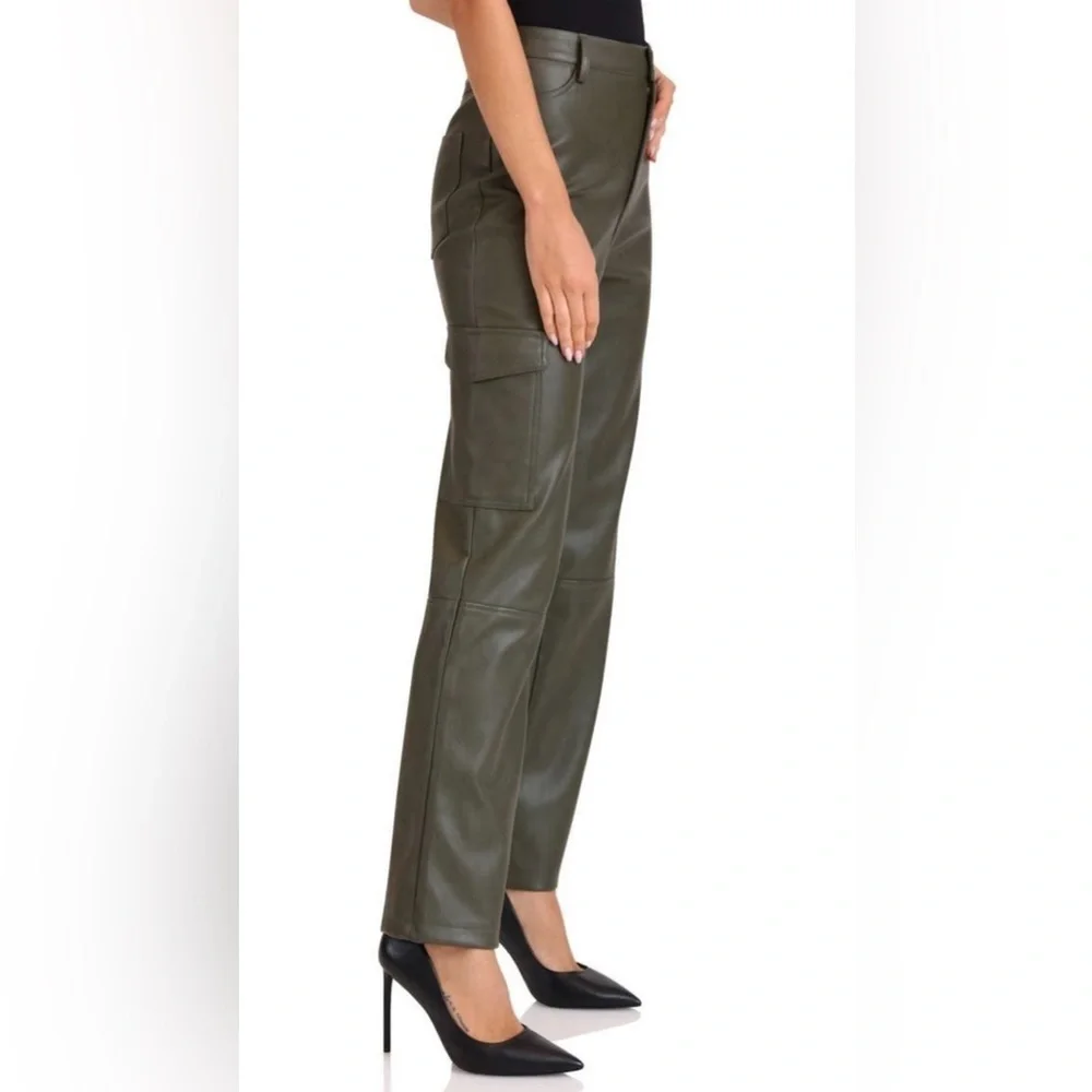 Bagatelle Faux Leather Cargo Pants Olive Green Size Small NWOT